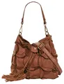 Produktbild: Samantha Look Handtasche Echt Leder Damen 021325 Made in Italy, Vintage Schultertasche mit Falzmuster, Umhängetasche mit Smartphonefach