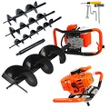 Produktbild: Motorbohrmaschine mit Verbrennungsmotor, 62 cm³, 5,2 PS, Benzin-Öl-Gemisch DEMON mit 3 Spitzen Ø100 mm, 150 mm, 200 mm + Verlängerung Gartenbohrer Erdbohrer Motor