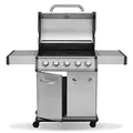 Produktbild: JUSTUS 5-Brenner Gasgrill Geras Grillwagen mit Edelstahl-Brenner – Grill mit Seitentischen und Guss-Grillrost, Piezozündung, 141 x 57 x 112 cm, Schwarz