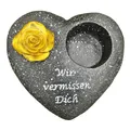 Produktbild: ® Grabschmuck Herz in stilvoller Steinoptik - Die Grabdeko ist wetterfest
