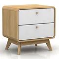 Produktbild: Cassie Nachttisch mit 2 Schubladen, Eicheoptik/Weiß, 51 x 39 x 53 cm, moderner Nachtschrank aus Holzwerkstoff, Beistelltisch mit Stauraum für Schlafzimmer und Wohnbereich