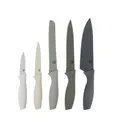 Produktbild: MasterChef Messer Set, Messerset mit Küchenmesser, Kochmesser, Brotmesser, Schälmesser & Allzweckmesser, Schneidemesser Küche Set, Scharfe Messer mit Edelstahlklingen, Softgriff, 5-teilig, Grau