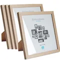 Produktbild: 4 Stk. Bilderrahmen 20x20cm in natur aus MDF, minimalistisch & modern für Fotos & Bilder. Inkl. Acrylglasschutz. Eignet sich als Tisch-Aufsteller und für die Wand, Hochformat oder Querformat.
