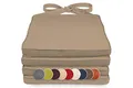 Produktbild: sunnypillow 4er Set Stuhlkissen 40 x 45 x 5cm | Polsterauflage Auflage für Stühle/Rattanstühle | Stuhlauflage mit Schleifenbändern | Indoor/Outdoor | Beige |