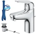 Produktbild: GROHE Swift, energiesparende Waschtischarmatur, Kaltwasser in Mittelstellung (Wasserhahn für Waschbecken, 16cm hoch, mit Zugstangen-Ablauf, mit 3in1 Werkzeug, einfache Installation), chrom, 24322001