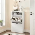 Produktbild: VASAGLE Schuhschrank Schuhregal mit 2 Klappen 60 x 24 x 102 cm weiß - Weiß