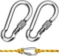 Produktbild: 2 Stück Feuerwehr Karabinerhaken Groß Schraubkarabiner Edelstahl 80mm x 8mm M...