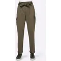 Produktbild: Cargohose HEINE, Damen, Gr. 40, Normalgrößen, grün (khaki), 97% Baumwolle, 3% Elasthan, Lederimitat:100% Polyurethan, unifarben, lang, Hosen Cargohose