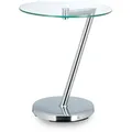 Produktbild: Relaxdays Kaffeetisch Glas u. Chrom, runder Beistelltisch f. Kaffee Tee, Ablage f. Garten HxBxT: 52 x 45 x 45 cm, silber