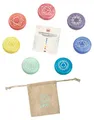 Produktbild: moses. Chakrensteine-Set - Omm for you, 7 Chakren-Steine für die Hauptchakren und Kraftzentren, Marmorsteine für jedes Chakra, mit Mini-Guide und Aufbewahrungsbeutel aus Baumwolle, Chakra Stein Ø3,5cm
