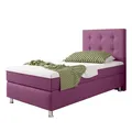 Produktbild: Boxspringbett Köln Plus 90x200 cm Webstoff Pink mit Topper-Optik