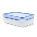 Produktbild: EMSA Clip & Close Frischhaltedose, rechteckig, 2 X 0,6 L, Aufschnittboxsystem mit Deckel, Aufbewahrungsbox, 100 Prozent dicht, spülmaschinen-, gefrier-, mikrowellenfest, Transparent, Blau, 513576