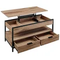 Produktbild: VASAGLE Couchtisch rechteckig Spanplatte beige, schwarz 100,0 x 50,0 x 48,0 - 63,0 cm, 1 St.