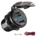 Produktbild: QC 3.0 USB Steckdose KFZ 12V/24V - Quick Charge 3.0 Auto Ladegerät Einbau Buc...