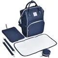 Produktbild: Daliya® PAKMI Wickelrucksack mit Schnullertasche & Wickelunterlage & Wickelunterlagentasche & Schlüsselanhänger - Wickeltasche Mamabag Tasche Rucksack mit viel Stauraum - Marineblau