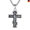 Produktbild: FaithHeart Edelstahl Orthodoxe Kreuzkette für Männer Herren Jungen Kruzifix A