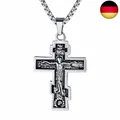 Produktbild: FaithHeart Edelstahl Orthodoxe Kreuzkette für Männer Herren Jungen Kruzifix A