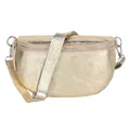 Produktbild: MIRROSI® Bauchtasche Damen, Made in Italy, Echtleder Umhängetasche Echtes Leder, Brusttasche, Crossbody Bag aus Echtem Leder, in 3 Größen erhältlich (Metalic Gold, Mittelgroße Tasche (25x16x7cm))