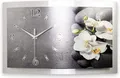 Produktbild: Kreative Feder Wanduhr 3D Designer-Wanduhr „Orchidee“ aus gebürstetem Aluminium (3D-Wölbung, einzigartiges Zwei-Platten-Design, flüsterleises Uhrwerk)