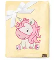 Produktbild: Be Mammy Warme Kuscheldecke Babydecke Blanket Baby Geschenk BE20-168 (Gelb - Einhorn)