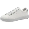 Produktbild: Plateausneaker TAMARIS, Damen, Gr. 37, silber (weiß, silberfarben), Lederimitat, unifarben mit Farbeinsatz, Schuhe Plateausneaker, Freizeitschuh, Halbschuh, Schnürer in veganer Verarbeitung