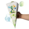 Produktbild: TOBJA Mini Schultüte für Geschwister Dino Design, Ideale Zuckertüte Jungen oder Mädchen, perfekt für Süßigkeiten | Kleine Schultüte für Schwester oder Bruder