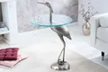 Produktbild: riess-ambiente Beistelltisch WILDLIFE HERON 90cm silber / transparent (Einzelartikel, 1-St), Wohnzimmer · Glas · Metall · rund · Skulptur · Urban Jungle · Design