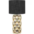 Produktbild: Tischlampe Gold Keramik 71 Cm Stoffschirm Trommelform Schwarz Vasenform Geometriches Design Kabel Mit Schalter Moderner Minimalistischer Stil