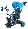 Produktbild: VEVOR Dreirad für Kinder von 1 bis 5 Jahren, Laufrad mit Schubstange, Klappbarem Verdeck, Verstellbarem Sitz und Aufbewahrungskorb, Kinderdreirad als Geschenk für Jungen und Mädchen, Blau+Schwarz
