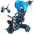 Produktbild: VEVOR Dreirad für Kinder von 1 bis 5 Jahren, Laufrad mit Schubstange, Klappbarem Verdeck, Verstellbarem Sitz und Aufbewahrungskorb, Kinderdreirad als Geschenk für Jungen und Mädchen, Blau+Schwarz