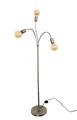 Produktbild: TRANGO Stehlampe, 3-flammig Stehleuchte 1531 *EARTH* in Edelstahl-Optik mit 3x E27 Lampenfassung (ohne Leuchtmittel) - Höhe ca. 1550mm, 3 schwenkbaren Lampenarmen - Stehleuchte – Wohnzimmerlampe - Bürolampe