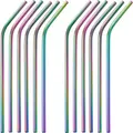 Produktbild: GRÄWE Edelstahl Trinkhalme 12er Set Regenbogen Gebogen - Bunt