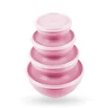 Produktbild: Pro Home Frischhaltedosen mit Deckel 4er Set (500ml - 2,5L) Rosa - Vorratsdosen, mikrowellen- und spülmaschinenfest, gefriertauglich, Lebensmittelbehälter