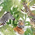 Produktbild: 20 Servietten Safari  Giraffe Zebra Tiger Dschungel  Zoo Blatt Tischdeko 33x33cm