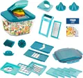 Produktbild: Genius Nicer Dicer Chef Professional Gemüsescheider 23-tlg. Gemüsehobel manuell mit 5.2L großem Auffangbehälter Frischhaltedeckel, Spiraleinsätze