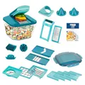 Produktbild: Nicer Dicer Chef Professional Gemüsescheider 23-tlg. Gemüsehobel manuell mit 5.2L großem Auffangbehälter Frischhaltedeckel, Spiraleinsätze, Tomatenschneider, Julienne, Salatschneider mit Rezeptbuch