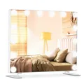 Produktbild: COSTWAY Hollywood Spiegel mit 14 dimmbaren LED-Leuchten, 3 Lichtfarben, 2-in-1 Tischspiegel & Wandspiegel mit Metallständer, Schminkspiegel Kosmetikspiegel mit Smart-Touch-Steuerung, 50 x 18 x 43 cm