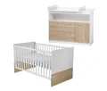 Produktbild: roba »Gabriella« Kinderzimmerset mit breiter Wickelkommode und Bett - 76x142x80cm - braun - Holz / Kunststoff