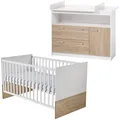 Produktbild: roba Kinderzimmerset 'Gabriella', 2-teilig, enthält Babybett 70x140cm & breite Wickelkommode, bicolor