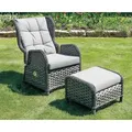 Produktbild: Gartensessel Relaxsessel COMFORT - verstellbare Rückenlehne und Hocker - Grau
