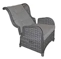 Produktbild: LINDER EXCLUSIV Garten Relaxsessel aus Rattan grau mit Ottomane