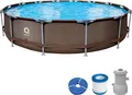 Produktbild: Avenli Frame Plus Pool Set 427 x 84 cm, Aufstellpool rund, mit Pumpe in Rattanoptik