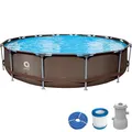 Produktbild: Avenli Framepool Frame Plus Pool Set 427 x 84 cm, Rattan Optik (Stahlrahmenpool Komplettset)