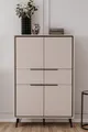 Produktbild: Finori Highboard 4 Türen, 2 Schubladen, 4 Böden, Sand / Schwarz - 90x140x38cm (BxHxT)