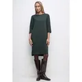 Produktbild: Sweatkleid STREET ONE, Damen, Gr. 36, EURO-Größen, grün (evernight grün), Stoff, 47% Polyester, 45% Viskose, 8% Elasthan, unifarben, normal kniefrei, Rundhals, abgesteppt, Kleider Sweatkleid, knielang