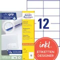 Produktbild: AVERY Zweckform 3424 Adressaufkleber (1.200 Klebeetiketten, 105x48mm auf A4, Papier matt, individuell bedruckbare Absenderetiketten, selbstklebende Adressetiketten mit ultragrip) 100 Blatt, weiß