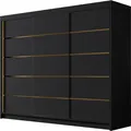 Produktbild: MIRJAN24 Schiebetürenschrank Amber VII, Kleiderschrank mit Kleiderstange, mit drei Schwebetüren, Garderobe (Farbe: Schwarz)