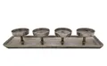 Produktbild: Aluminium Kerzenhalter für 4 Kerzen - ca. 44 x 12 cm - Deko Advents Kerzenständer - Adventskranz Weihnachten Winter Tisch Dekoration