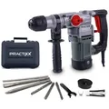 Produktbild: Practixx PX-BH-5 Bohrhammer | 5 Joule | 1050W 230V | SDS-Plus | 6-fach Vario-Speed von 0-920 U/min | 3m Kabel & 28mm Bohrleistung | mit Zubehör