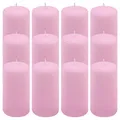 Produktbild: 12er Set Stumpenkerze pink Höhe 11,5 cm Ø 6 cm lange Brenndauer Rund-Kerze Xmas